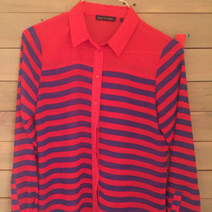 Graphic Quirky Unique Bold Stripes Y2K Button Down Women’s Medium